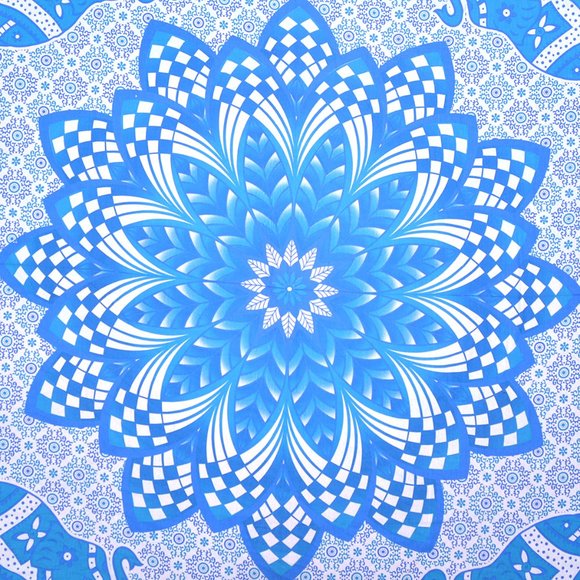 Blue Color Elephant Print Tapestries Mandala Sheet - Picture 2 of 3